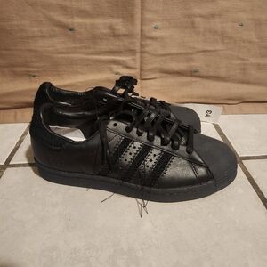Adidas Y-3 Superstar 'Triple Black' Leather Mens US Size 6 Sneaker Walking Shoes